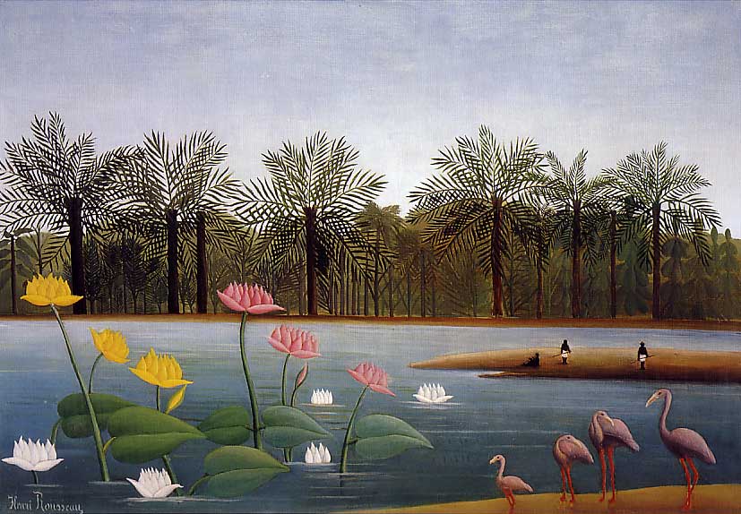The Flamingoes (1907). Olie op doek, 114 x 163,3 cm (44,8 x 64,2 in). Privécollectie Taxatie Henri Rousseau gratis