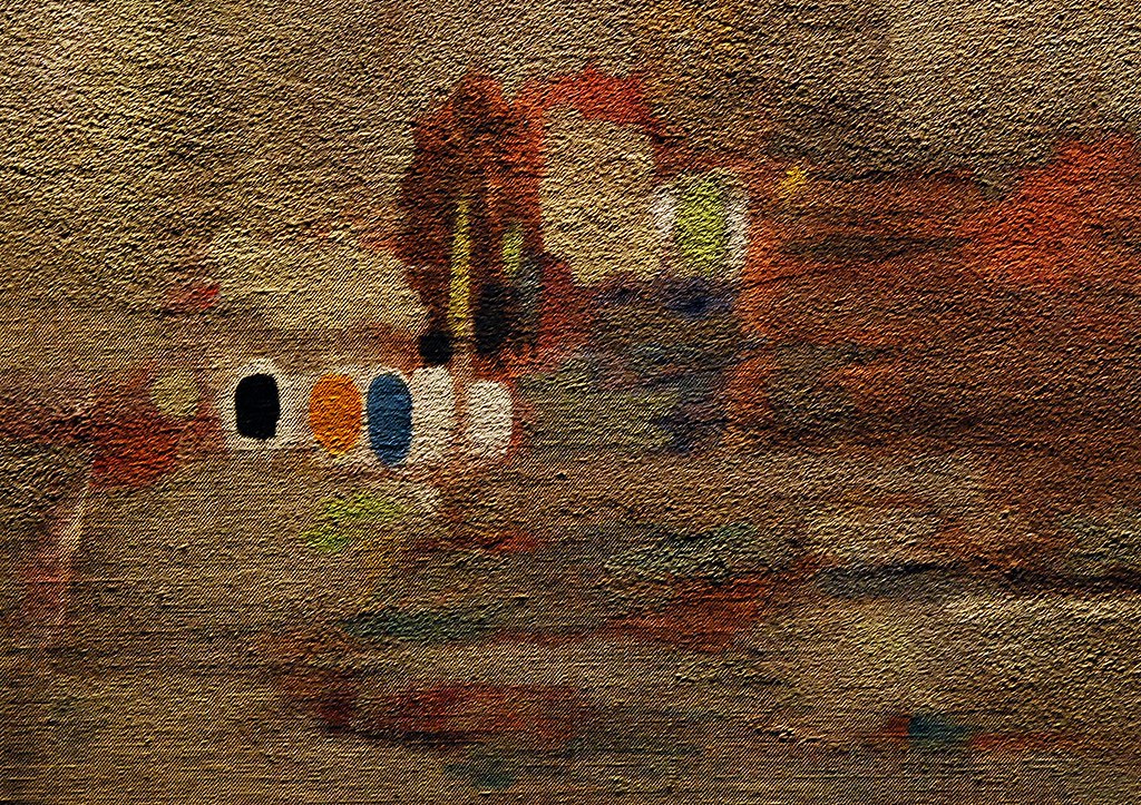 Dettaglio di Paesaggio immaginario - Abdelkader Guermaz