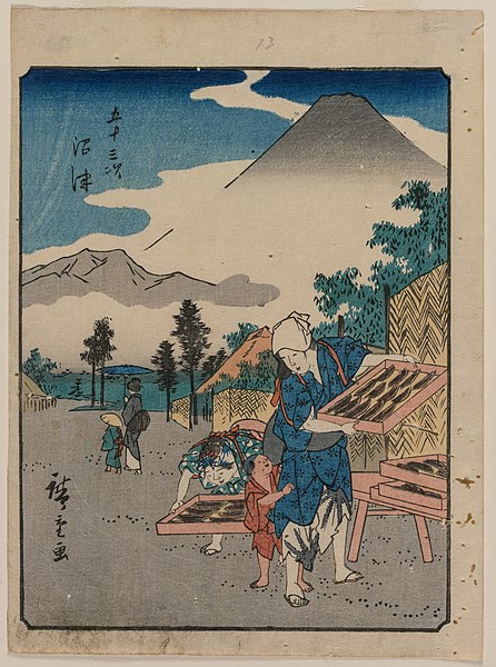 Ando Hiroshige, De vijfenvijftig stappen van de Tokaido: Numazu, 1845 Taxatie Ando Hiroshige gratis