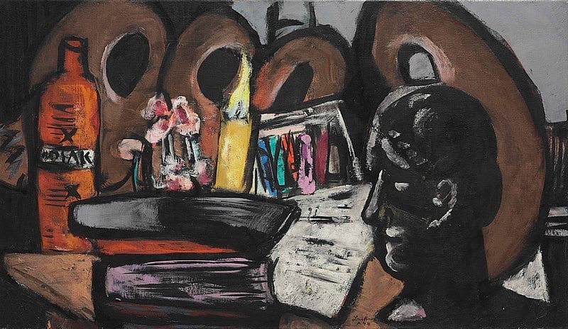 Max Beckmann, Stillleben mit Paletten (Stilleven met palet), olie op doek, 1944